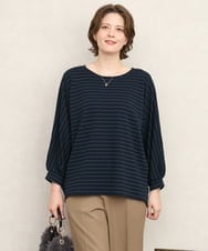 OLKKD15064 eur3(エウルキューブ) 【大きいサイズ】リップルボーダーカットソー ネイビー