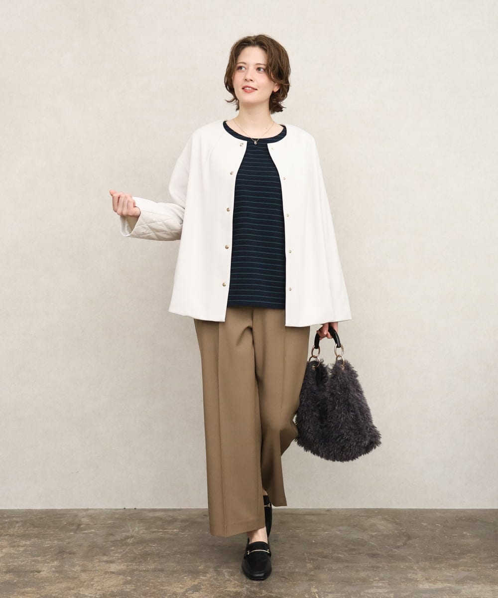 OLKKD15064 eur3(エウルキューブ) 【大きいサイズ】リップルボーダーカットソー ネイビー