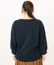 OLKKD15064 eur3(エウルキューブ) 【大きいサイズ】リップルボーダーカットソー ネイビー