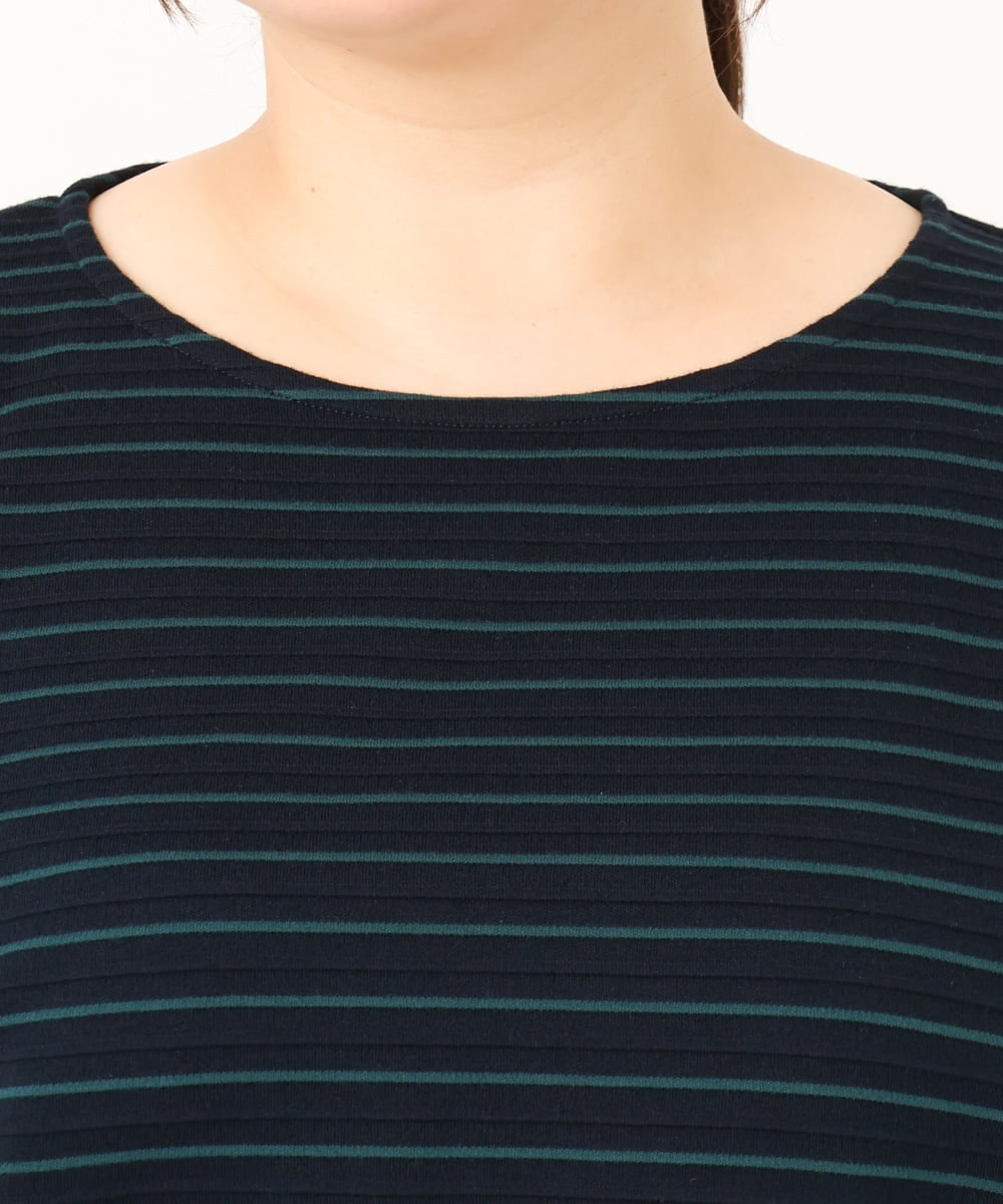 OLKKD15064 eur3(エウルキューブ) 【大きいサイズ】リップルボーダーカットソー ネイビー