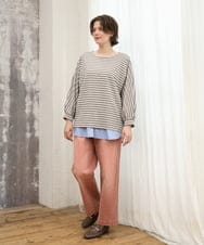 OLKKD15064 eur3(エウルキューブ) 【大きいサイズ】リップルボーダーカットソー グレージュ