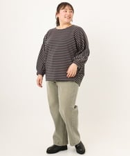 OLKKD15064 eur3(エウルキューブ) 【大きいサイズ】リップルボーダーカットソー ダークグレー
