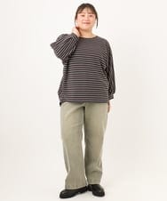 OLKKD15064 eur3(エウルキューブ) 【大きいサイズ】リップルボーダーカットソー ダークグレー