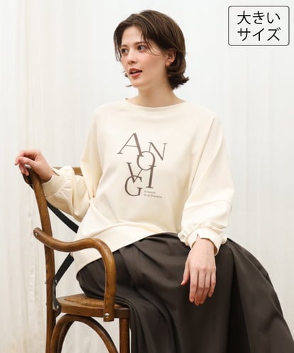 OLKKD23069 eur3 【WEB先行販売】【大きいサイズ】ジョーゼットダンボールロゴプルオーバー