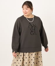 OLKKD23069 eur3(エウルキューブ) 【WEB先行販売】【大きいサイズ】ジョーゼットダンボールロゴプルオーバー ダークグレー