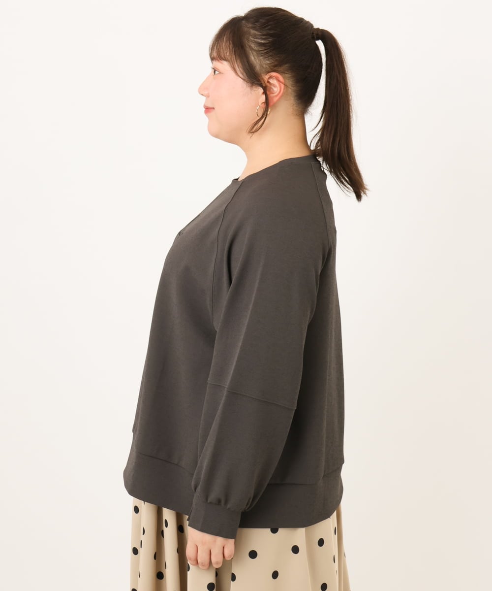 OLKKD23069 eur3(エウルキューブ) 【WEB先行販売】【大きいサイズ】ジョーゼットダンボールロゴプルオーバー ダークグレー