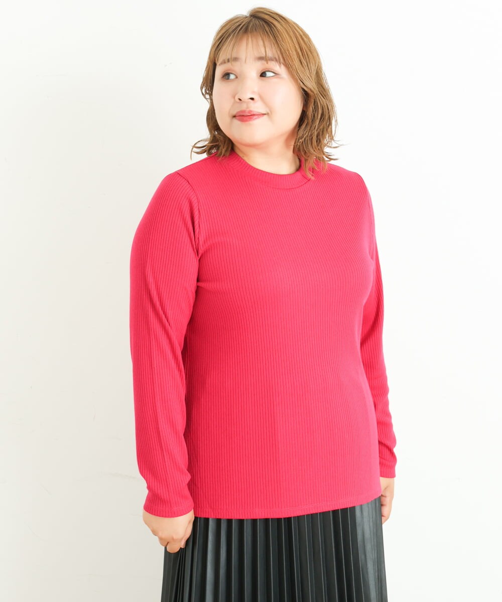 OLKKP12045 eur3(エウルキューブ) 【大きいサイズ】プチハイネックカットソー ピンク(03)