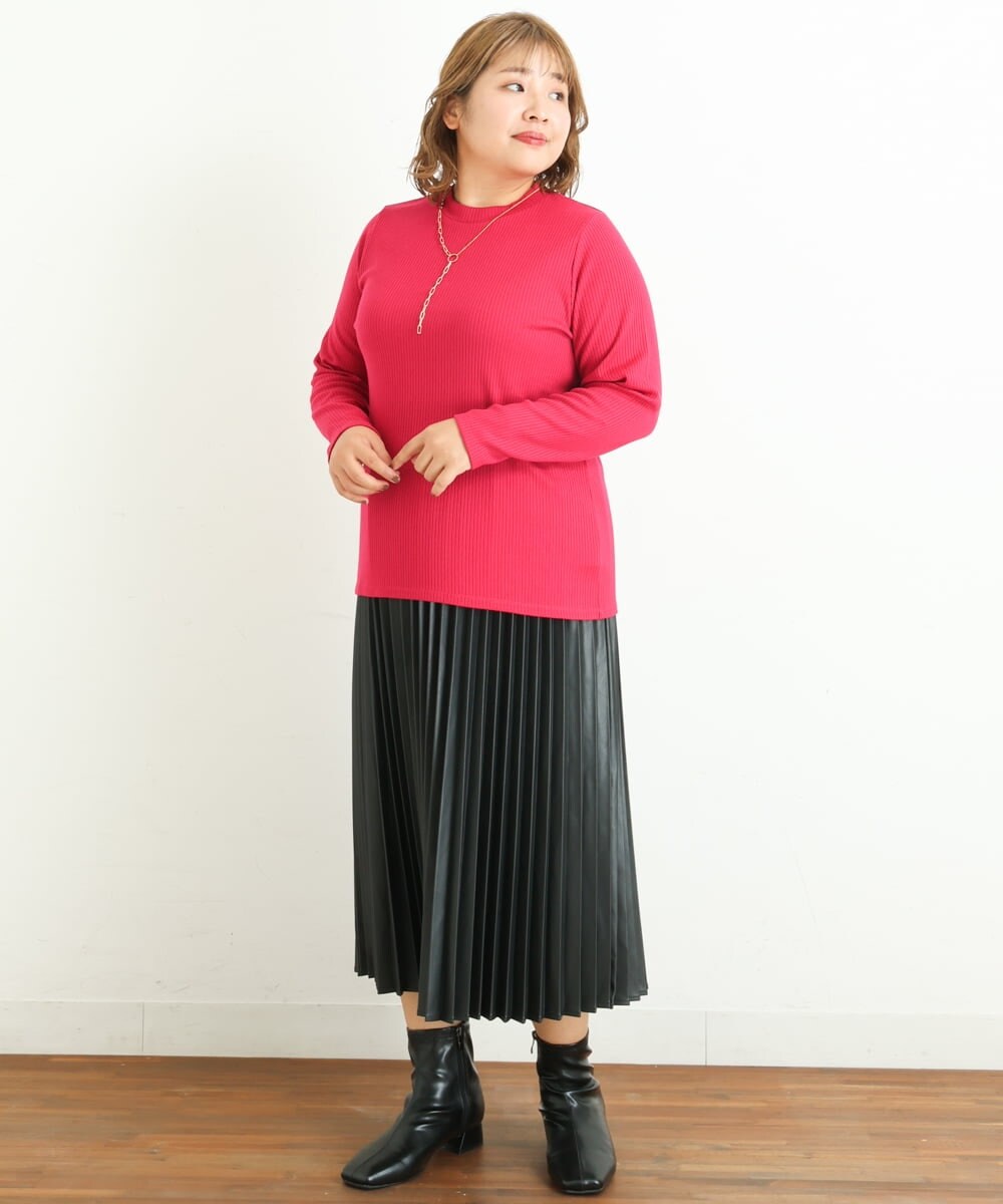 OLKKP12045 eur3(エウルキューブ) 【大きいサイズ】プチハイネックカットソー ピンク(03)