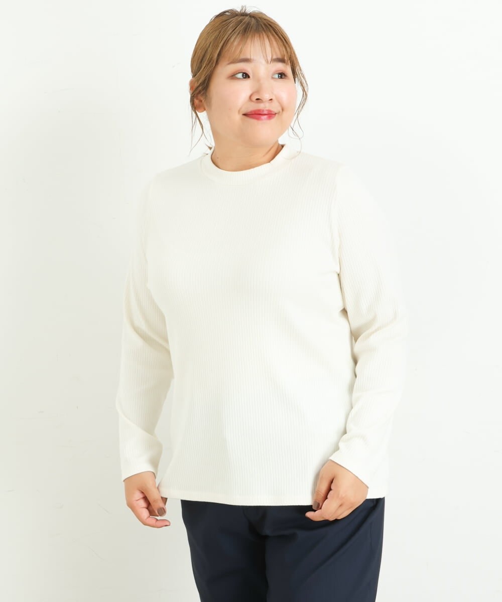 OLKKP12045 eur3(エウルキューブ) 【大きいサイズ】プチハイネックカットソー ホワイト(90)