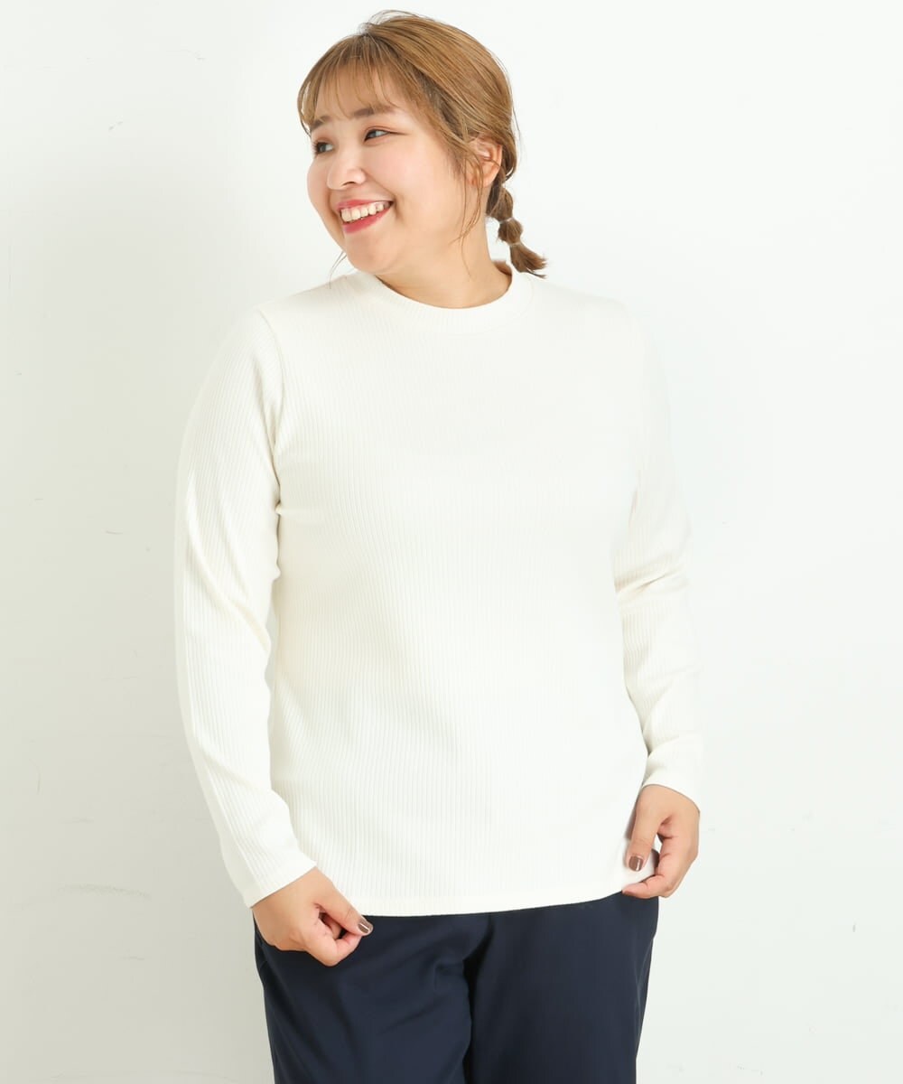 OLKKP12045 eur3(エウルキューブ) 【大きいサイズ】プチハイネックカットソー ホワイト(90)
