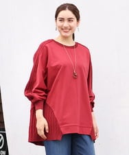 OLKKS07089 eur3(エウルキューブ) 【大きいサイズ】裏毛ニットコンビトップス レッド(05)