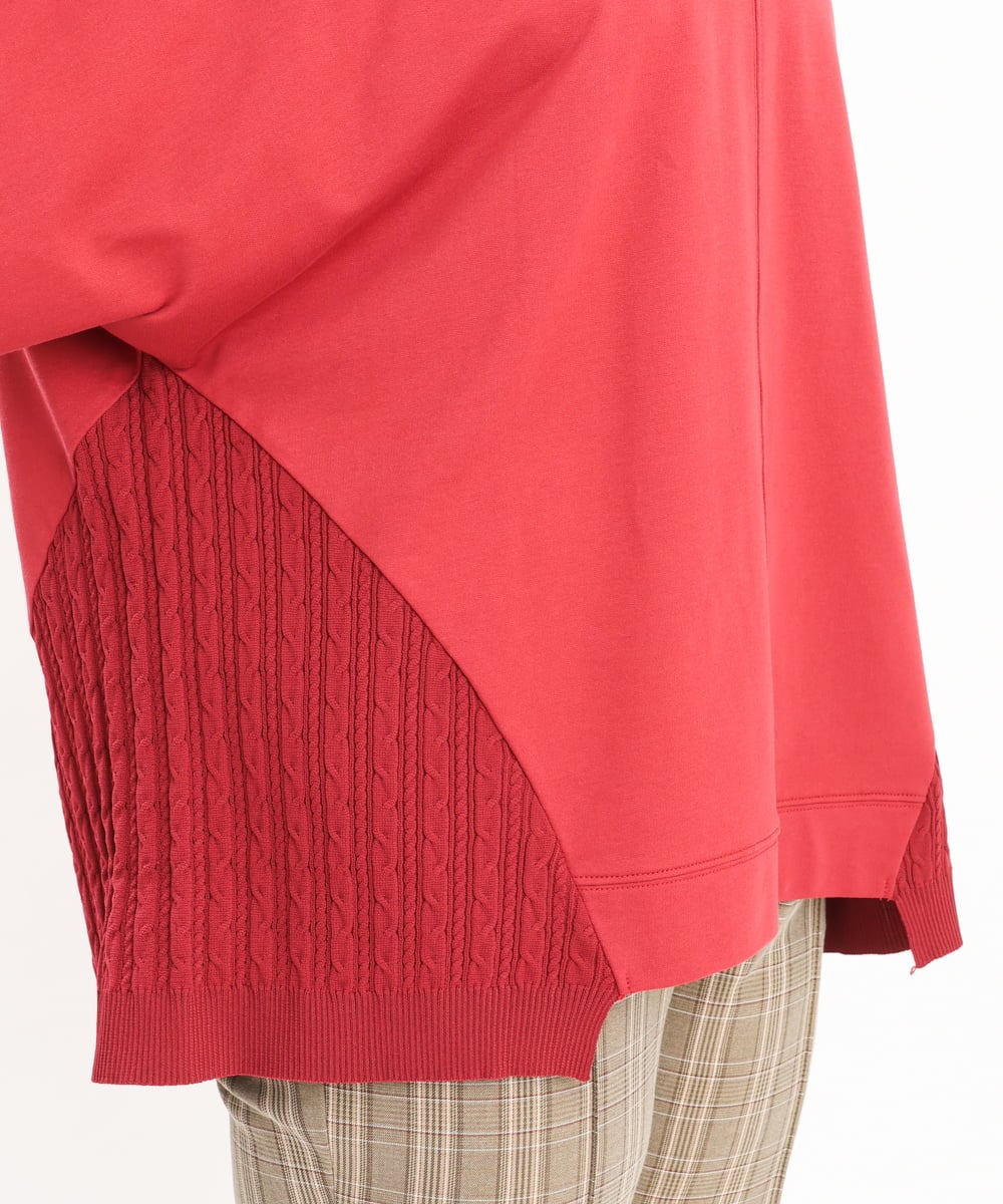 OLKKS07089 eur3(エウルキューブ) 【大きいサイズ】裏毛ニットコンビトップス レッド(05)