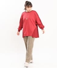 OLKKS07089 eur3(エウルキューブ) 【大きいサイズ】裏毛ニットコンビトップス レッド(05)