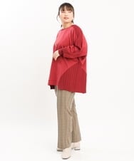 OLKKS07089 eur3(エウルキューブ) 【大きいサイズ】裏毛ニットコンビトップス レッド(05)