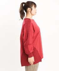 OLKKS07089 eur3(エウルキューブ) 【大きいサイズ】裏毛ニットコンビトップス レッド(05)