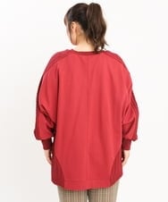 OLKKS07089 eur3(エウルキューブ) 【大きいサイズ】裏毛ニットコンビトップス レッド(05)