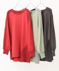 OLKKS07089 eur3(エウルキューブ) 【大きいサイズ】裏毛ニットコンビトップス ダークグレー(93)