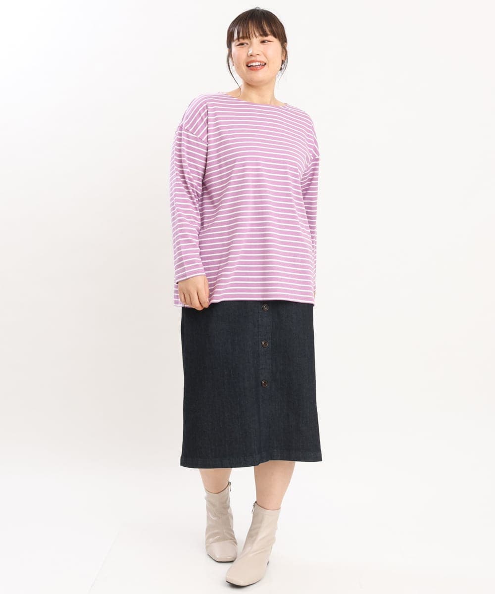 OLKKS08069 eur3(エウルキューブ) 【大きいサイズ】ボーダーカットソー ピンク(03)
