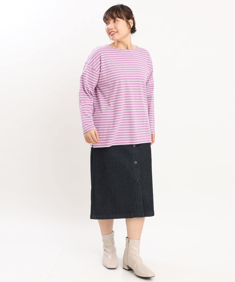 OLKKS08069 eur3(エウルキューブ) 【大きいサイズ】ボーダーカットソー ピンク(03)