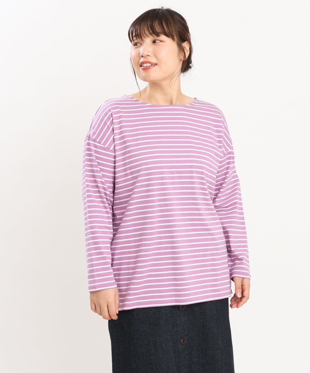 OLKKS08069 eur3(エウルキューブ) 【大きいサイズ】ボーダーカットソー ピンク(03)
