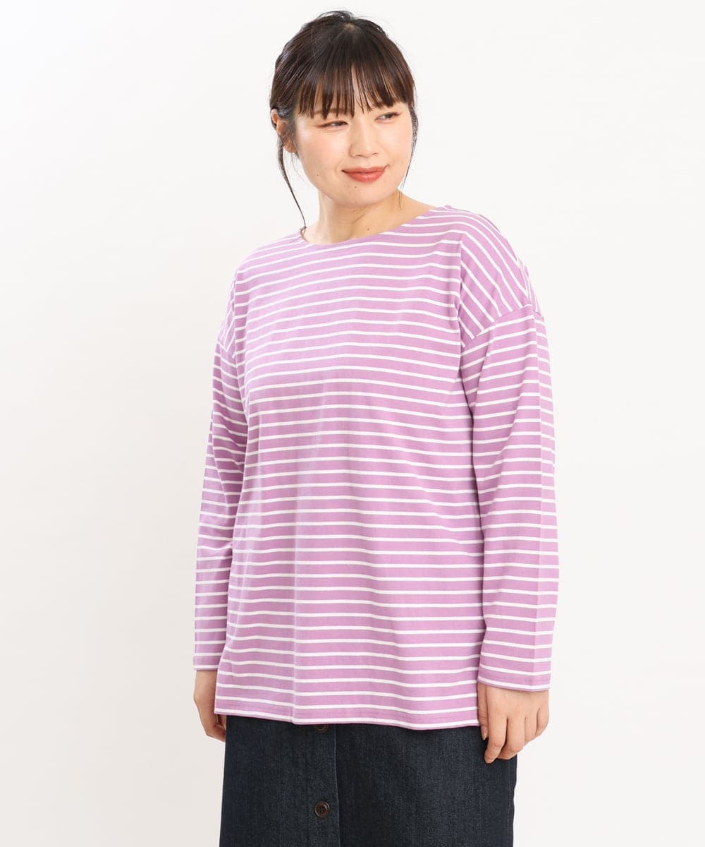 OLKKS08069 eur3(エウルキューブ) 【大きいサイズ】ボーダーカットソー ピンク(03)
