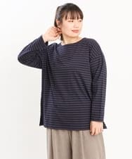 OLKKS08069 eur3(エウルキューブ) 【大きいサイズ】ボーダーカットソー ネイビー(57)