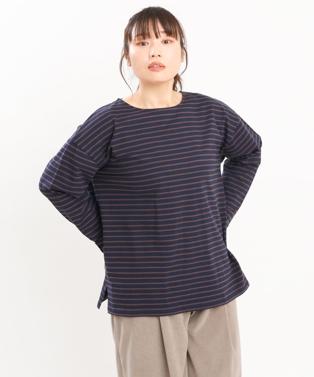 OLKKS08069 eur3(エウルキューブ) 【大きいサイズ】ボーダーカットソー ネイビー(57)