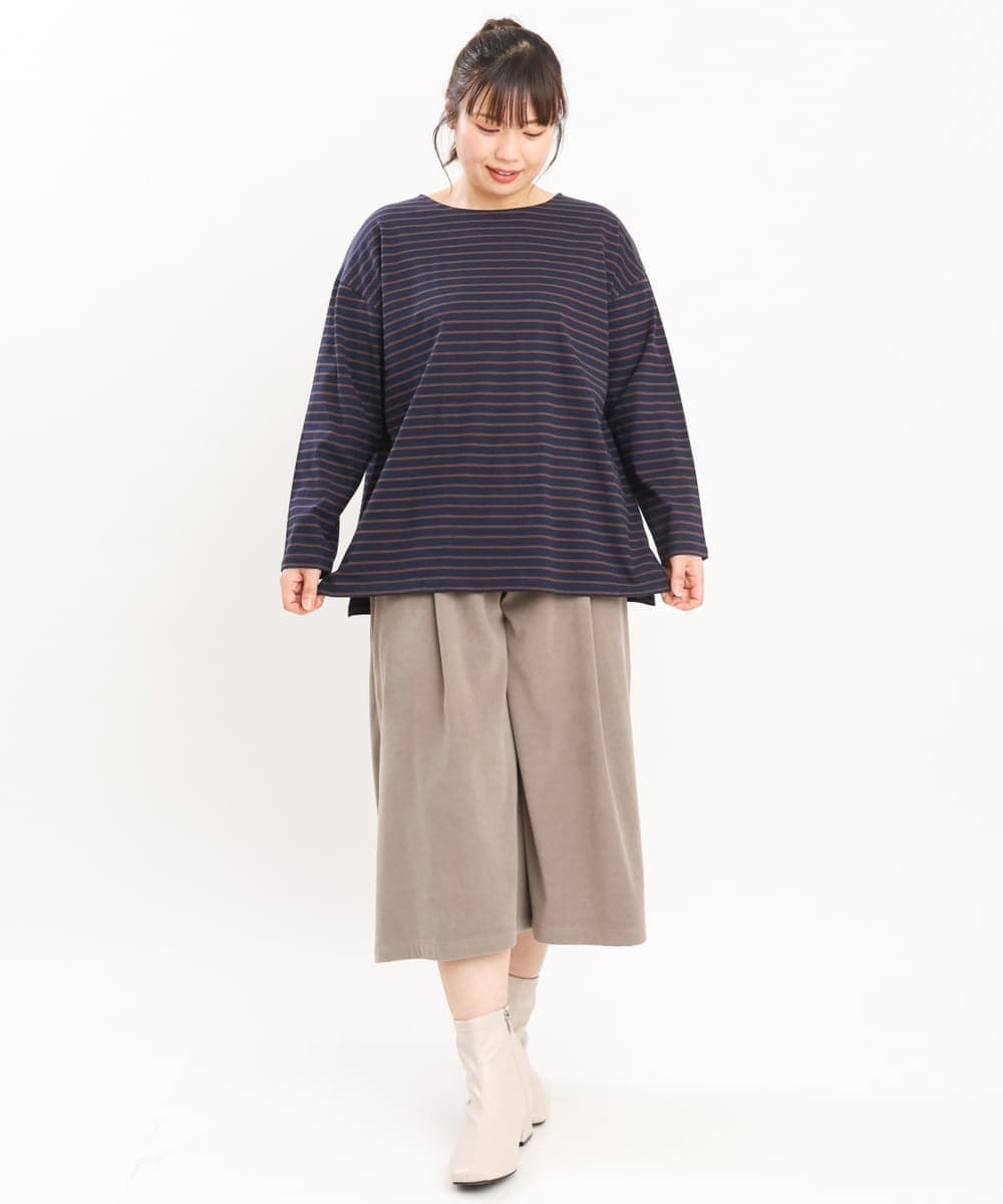 OLKKS08069 eur3(エウルキューブ) 【大きいサイズ】ボーダーカットソー ネイビー(57)
