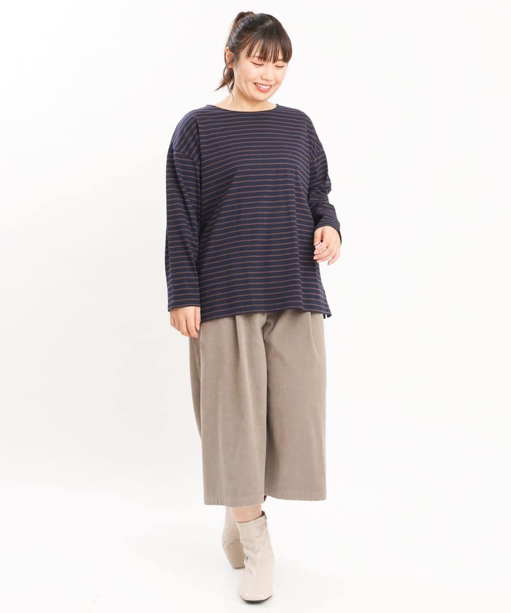 OLKKS08069 eur3(エウルキューブ) 【大きいサイズ】ボーダーカットソー ネイビー(57)
