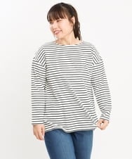 OLKKS08069 eur3(エウルキューブ) 【大きいサイズ】ボーダーカットソー ホワイト(90)