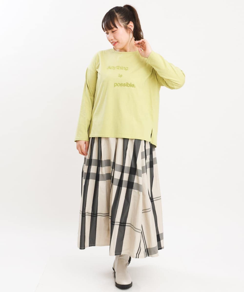OLKKS10079 eur3(エウルキューブ) 【大きいサイズ】ベーシックロゴカットソー ライトグリーン(30)