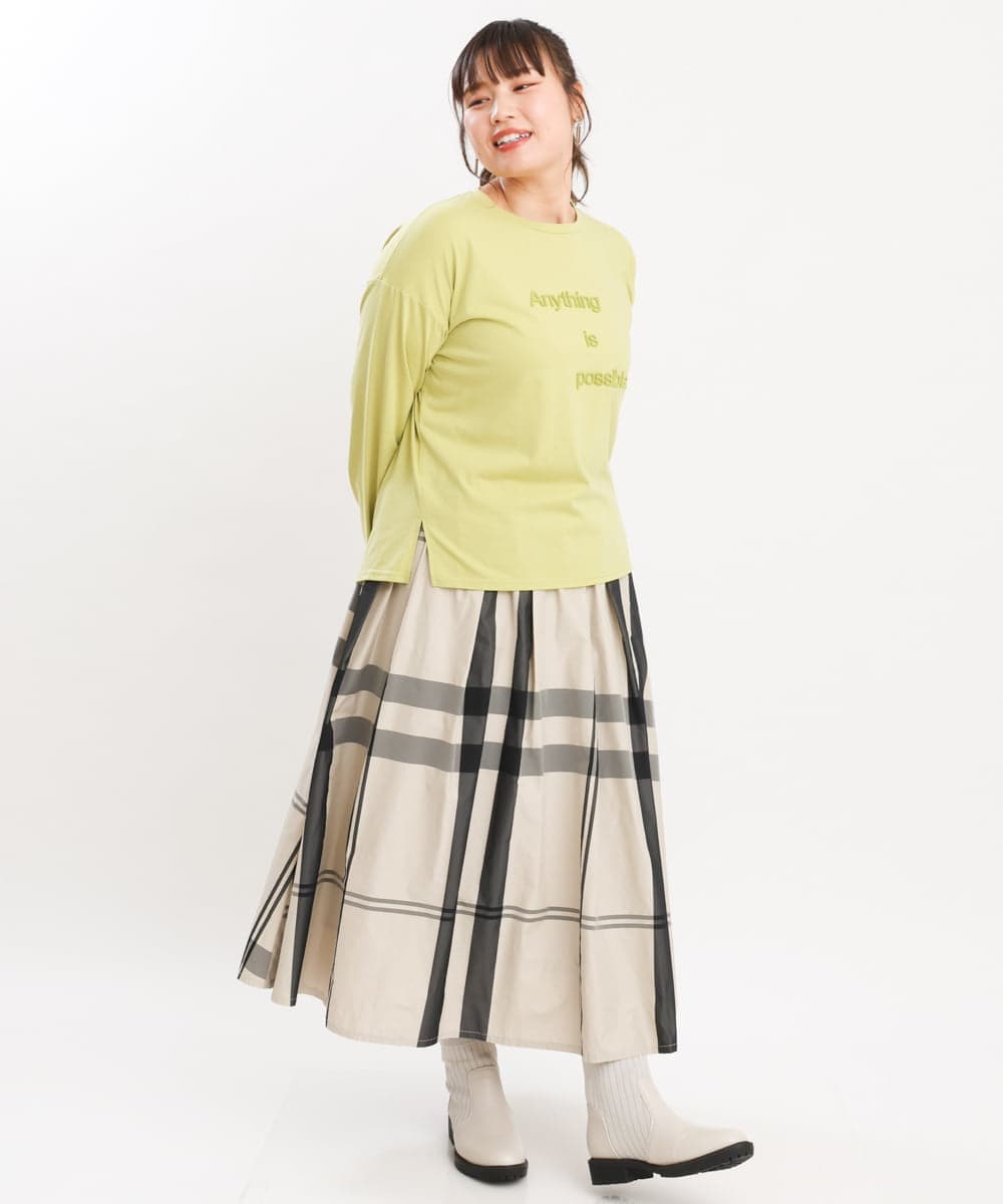 OLKKS10079 eur3(エウルキューブ) 【大きいサイズ】ベーシックロゴカットソー ライトグリーン(30)