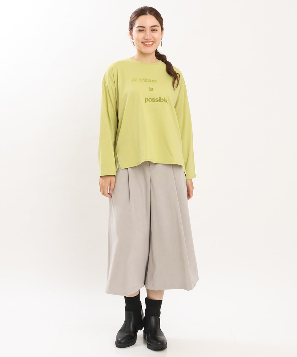 OLKKS10079 eur3(エウルキューブ) 【大きいサイズ】ベーシックロゴカットソー ライトグリーン(30)