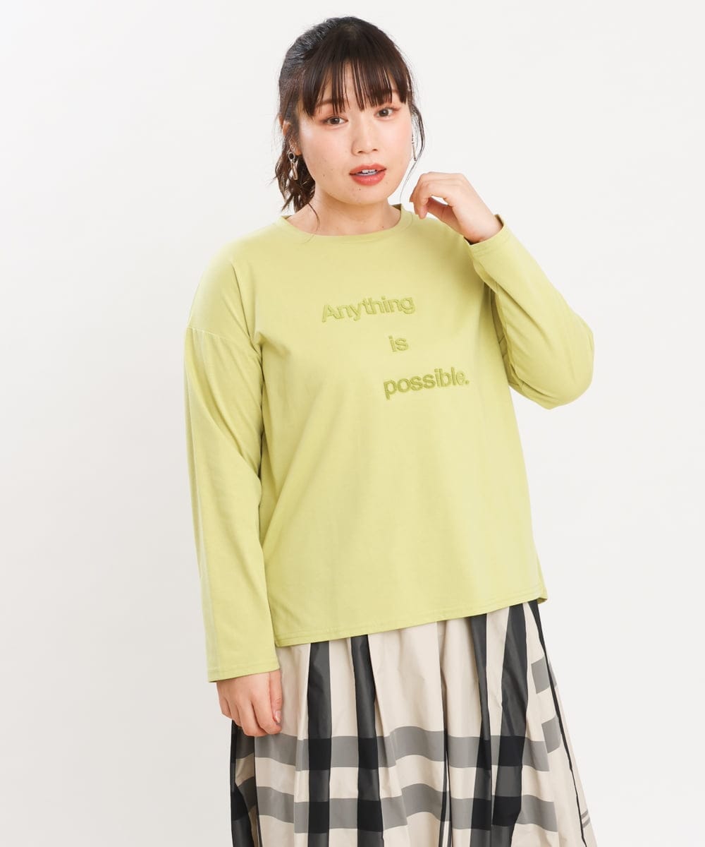 OLKKS10079 eur3(エウルキューブ) 【大きいサイズ】ベーシックロゴカットソー ライトグリーン(30)