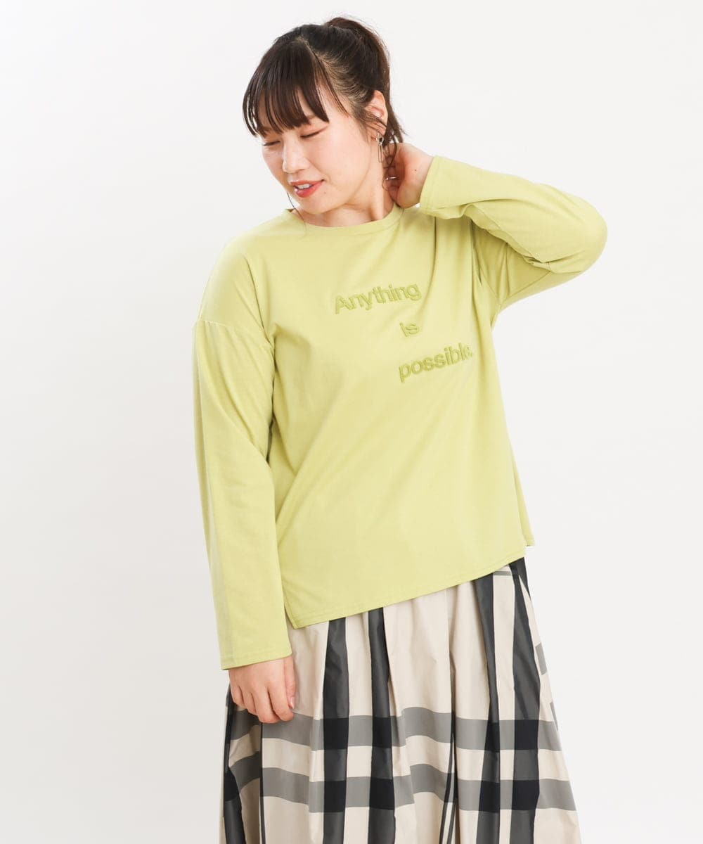 OLKKS10079 eur3(エウルキューブ) 【大きいサイズ】ベーシックロゴカットソー ライトグリーン(30)