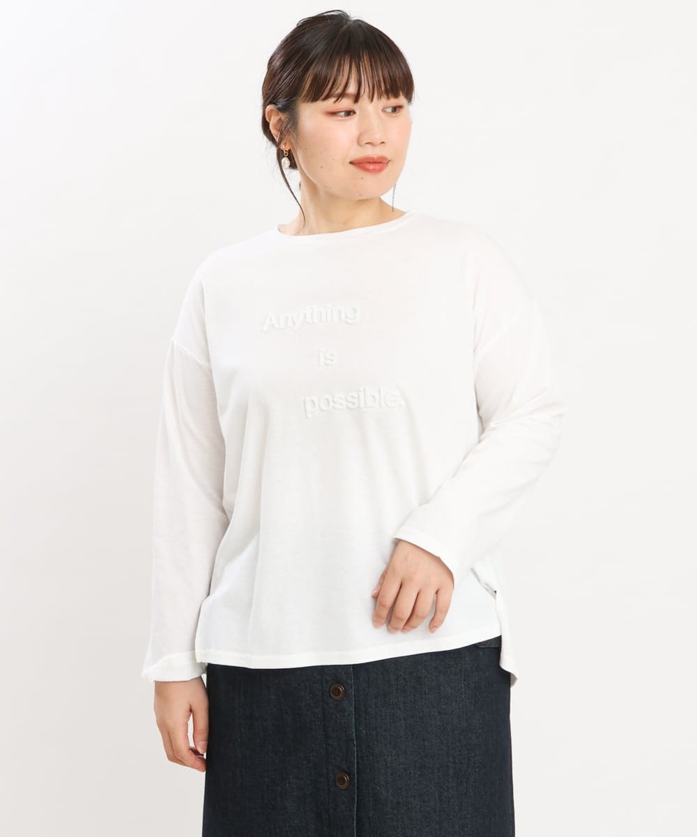 OLKKS10079 eur3(エウルキューブ) 【大きいサイズ】ベーシックロゴカットソー ホワイト(90)
