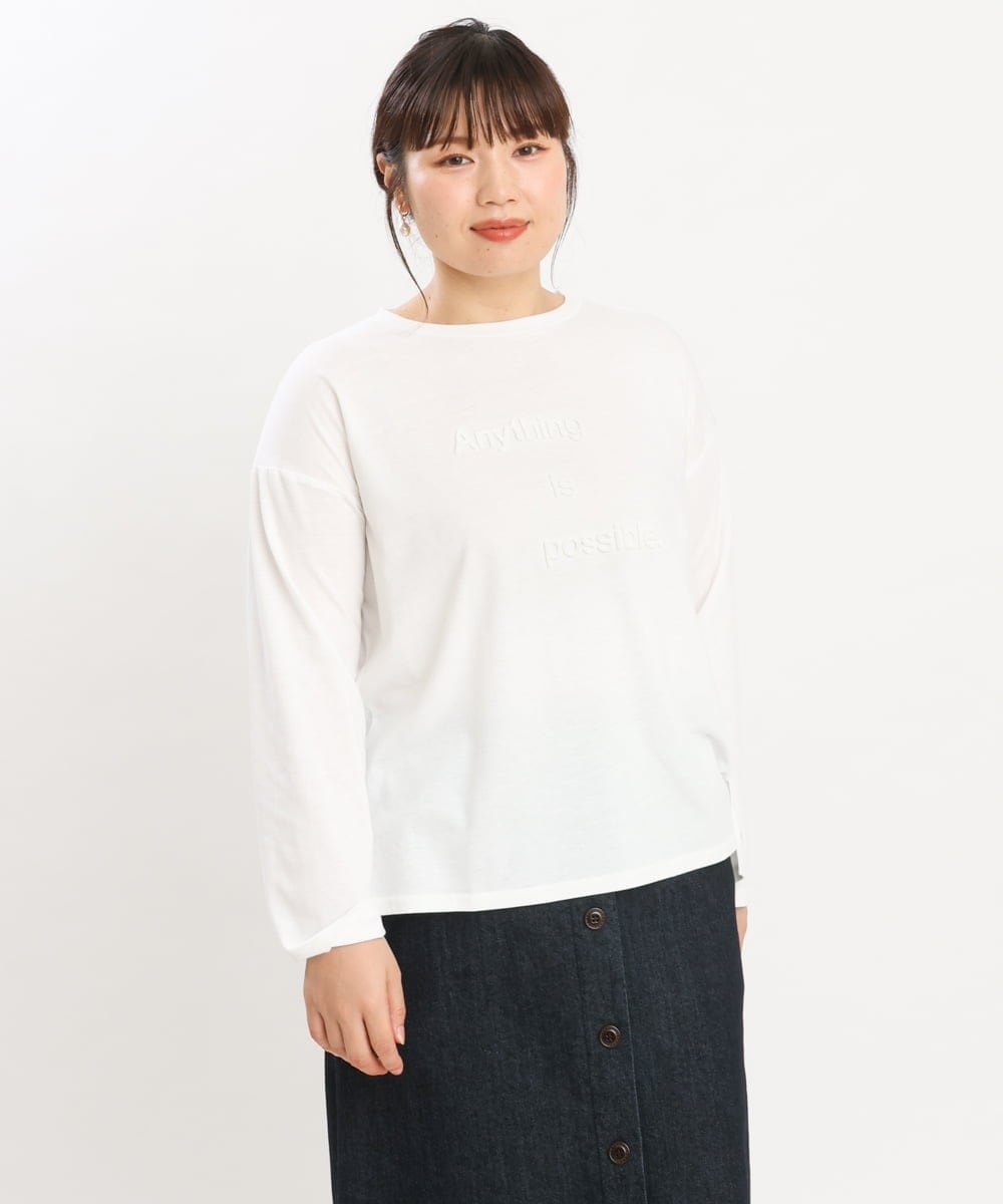 OLKKS10079 eur3(エウルキューブ) 【大きいサイズ】ベーシックロゴカットソー ホワイト(90)