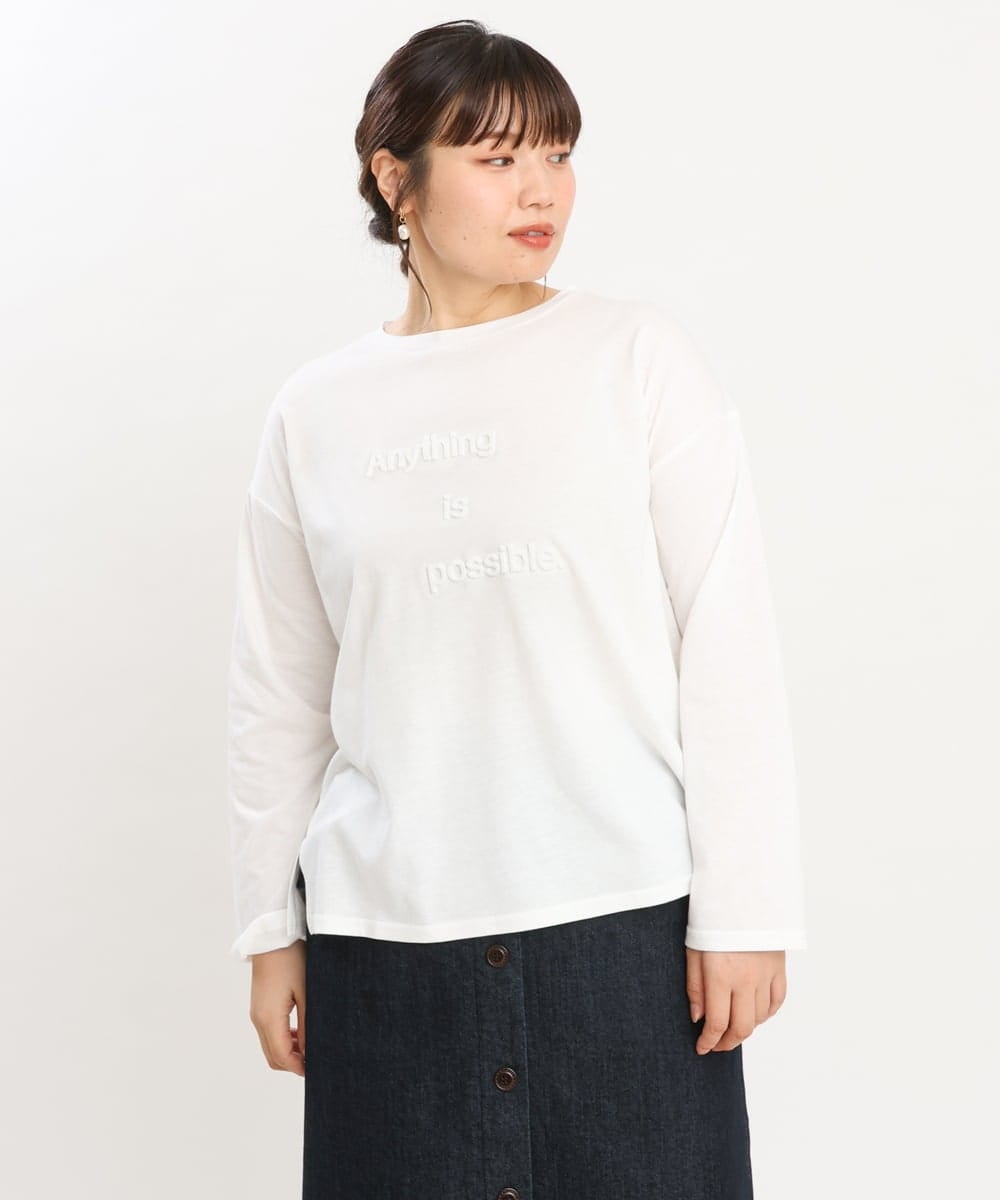 OLKKS10079 eur3(エウルキューブ) 【大きいサイズ】ベーシックロゴカットソー ホワイト(90)