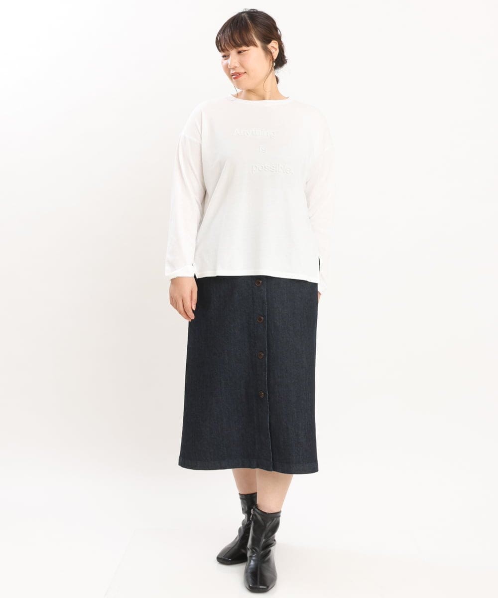OLKKS10079 eur3(エウルキューブ) 【大きいサイズ】ベーシックロゴカットソー ホワイト(90)