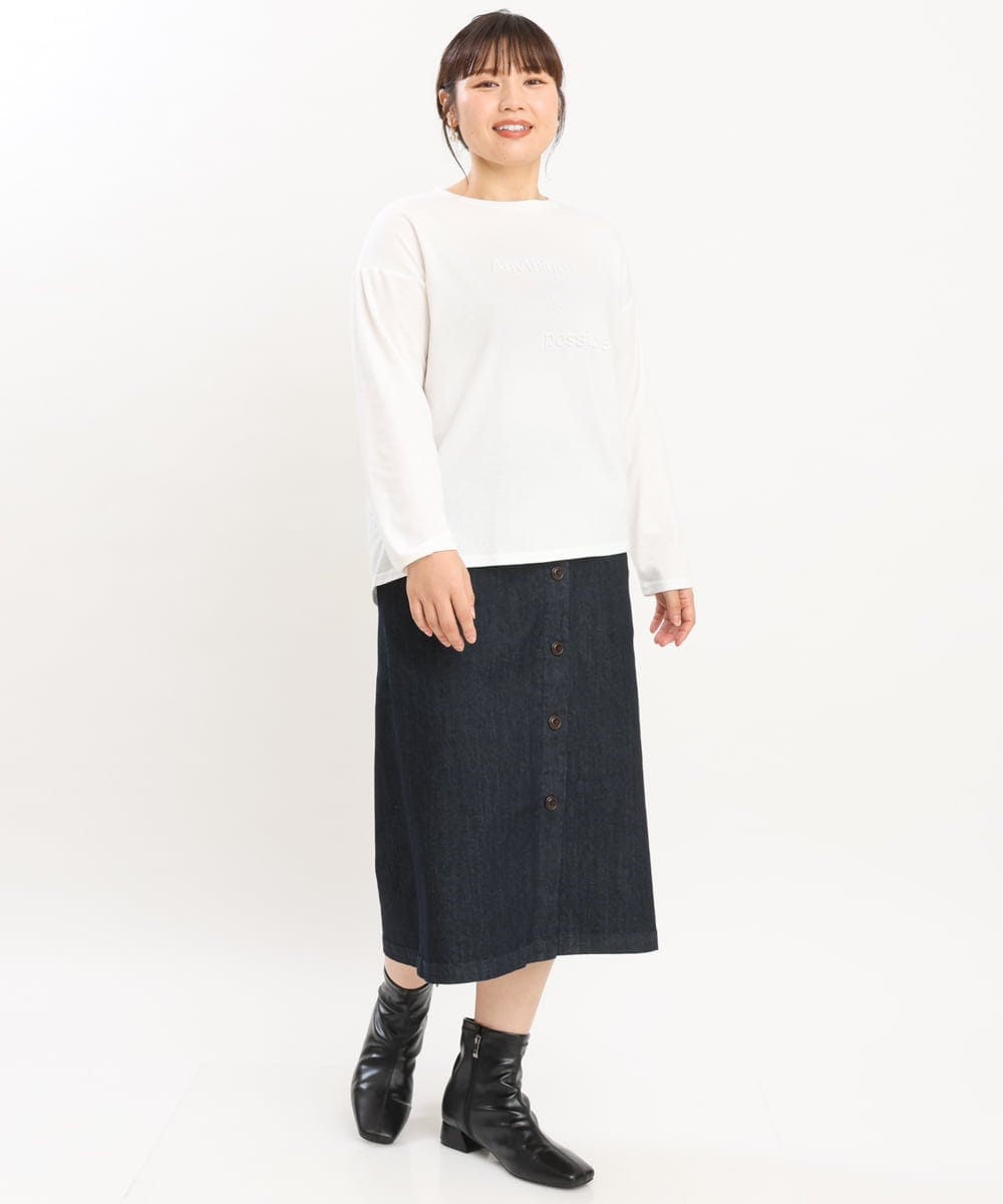 OLKKS10079 eur3(エウルキューブ) 【大きいサイズ】ベーシックロゴカットソー ホワイト(90)
