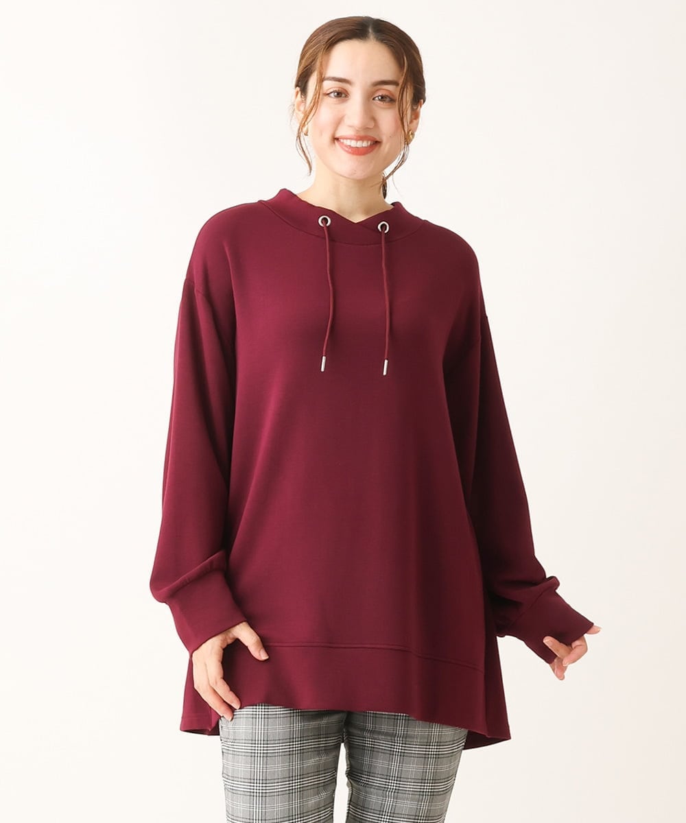 OLKKS16079 eur3(エウルキューブ) 【大きいサイズ】フーディー風トップス ワイン(77)