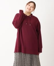 OLKKS16079 eur3(エウルキューブ) 【大きいサイズ】フーディー風トップス ワイン(77)