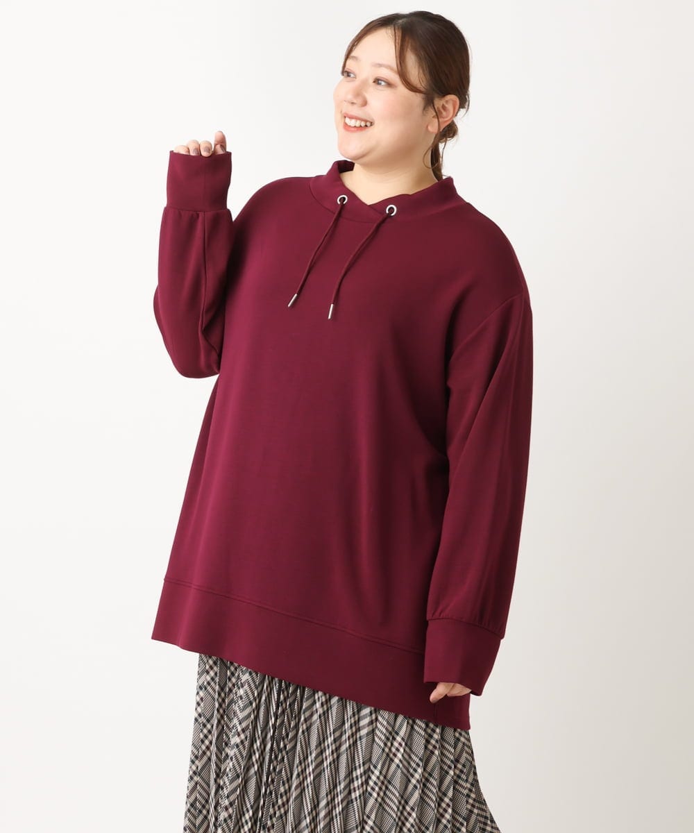 OLKKS16079 eur3(エウルキューブ) 【大きいサイズ】フーディー風トップス ワイン(77)