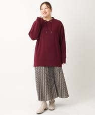 OLKKS16079 eur3(エウルキューブ) 【大きいサイズ】フーディー風トップス ワイン(77)