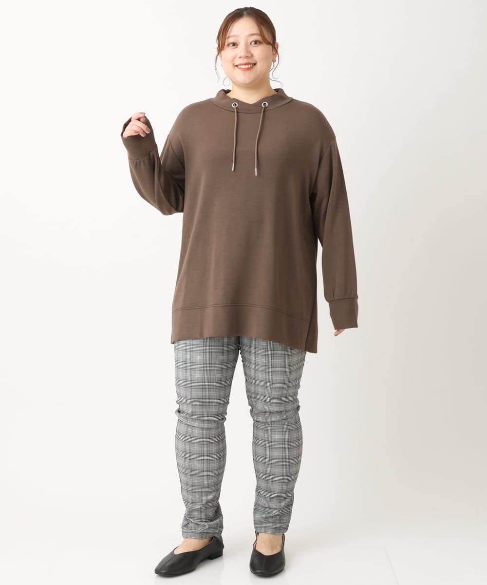 OLKKS16079 eur3(エウルキューブ) 【大きいサイズ】フーディー風トップス モカ(84)