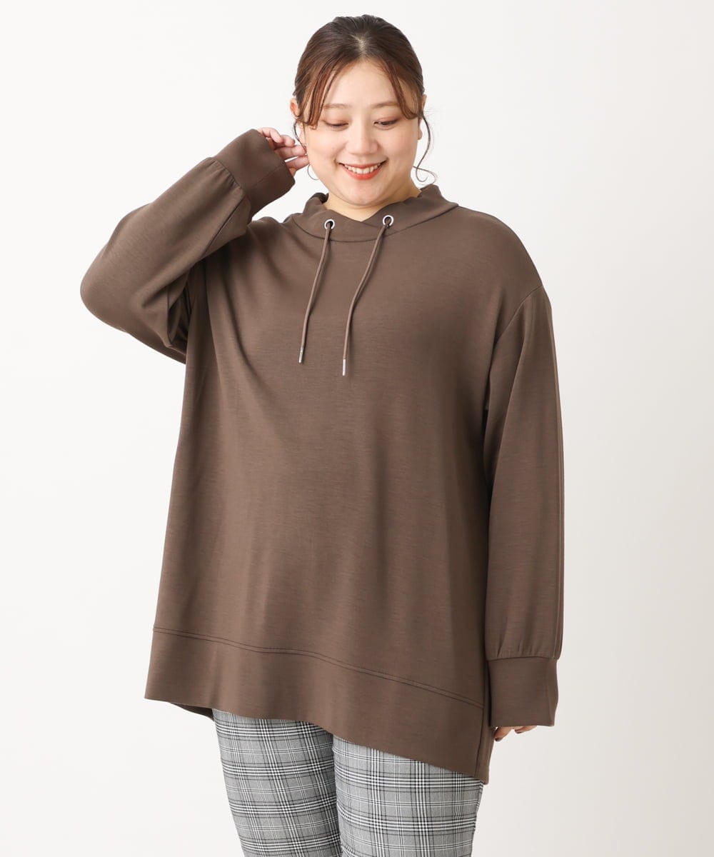 OLKKS16079 eur3(エウルキューブ) 【大きいサイズ】フーディー風トップス モカ(84)