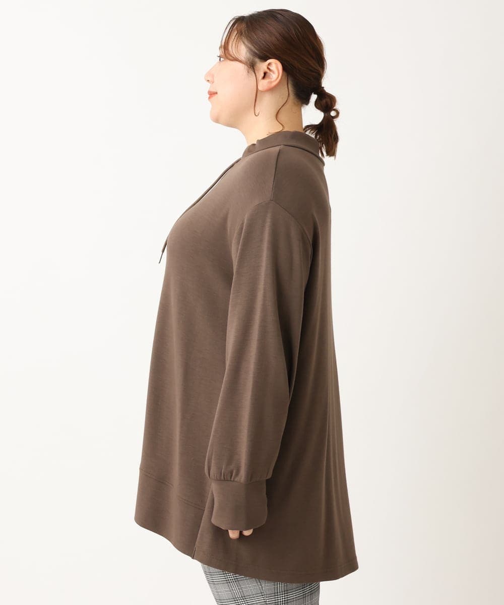 OLKKS16079 eur3(エウルキューブ) 【大きいサイズ】フーディー風トップス モカ(84)