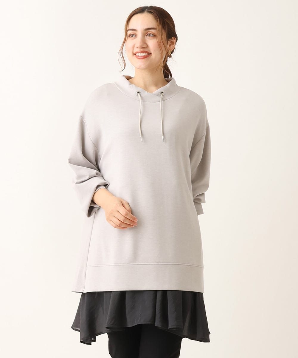 OLKKS16079 eur3(エウルキューブ) 【大きいサイズ】フーディー風トップス ライトグレー(91)