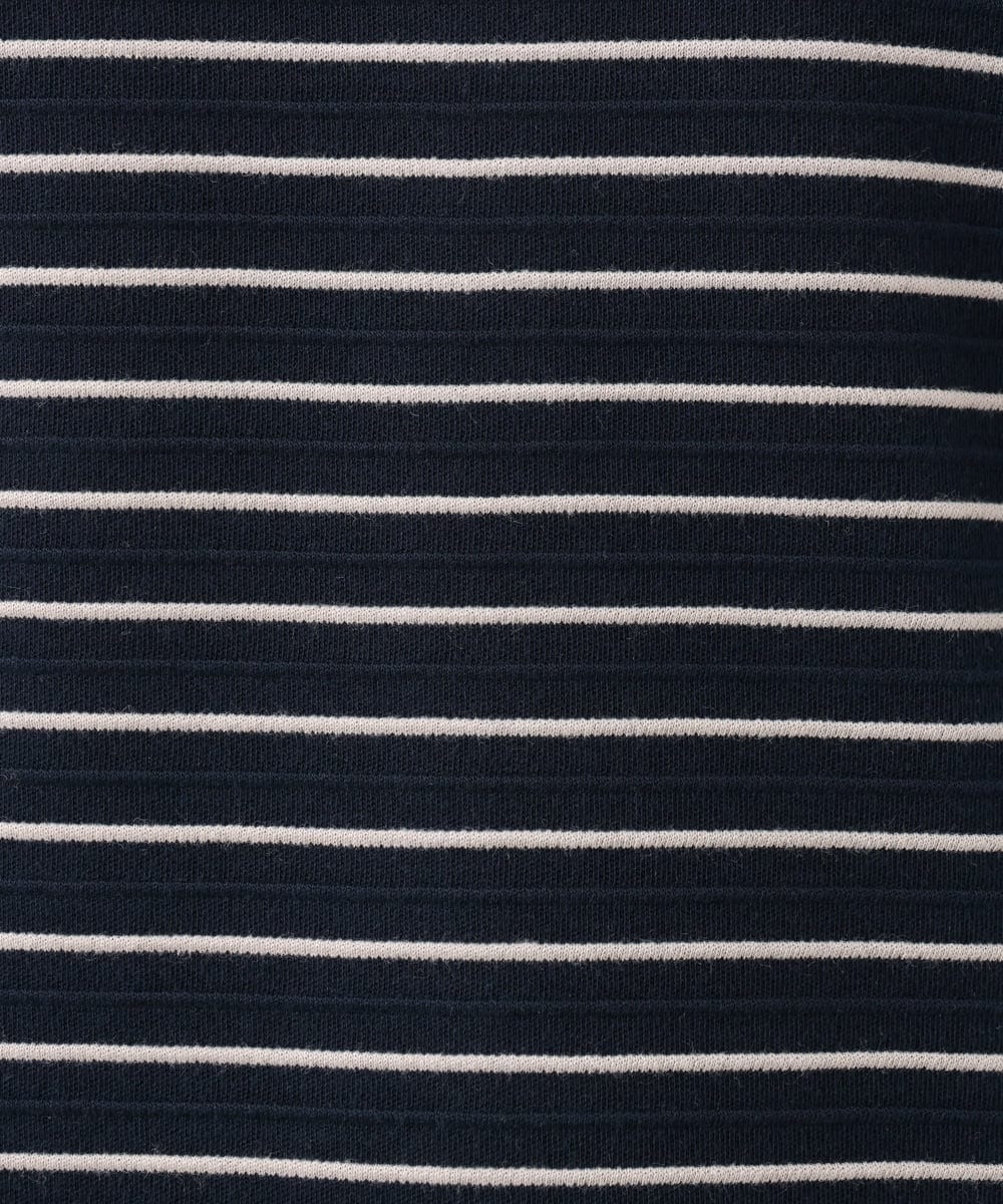 OLKKV23069 eur3(エウルキューブ) 【大きいサイズ】リップルボーダーカットソー ネイビー(57)