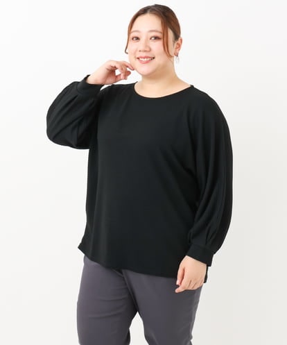 OLKKV23069 eur3 【大きいサイズ】リップルボーダーカットソー